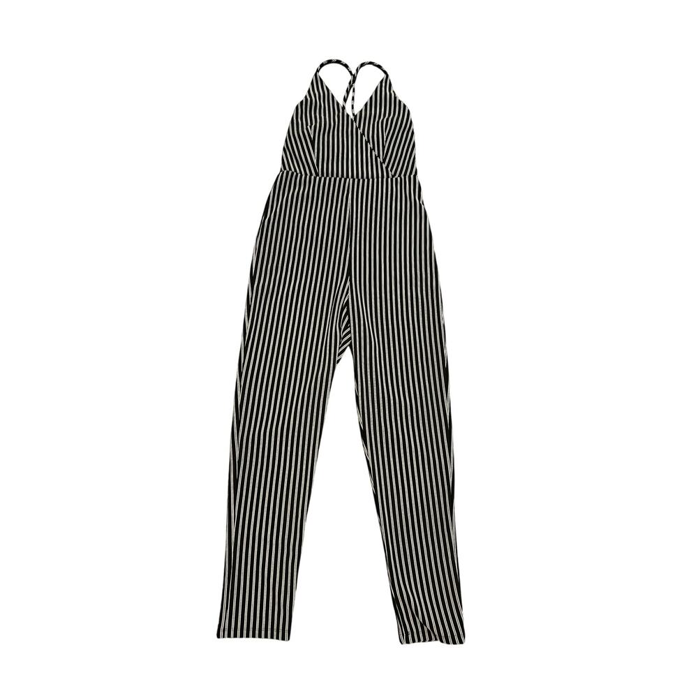 Primi Size Medium Black and White Pinstripe Romper Jumper